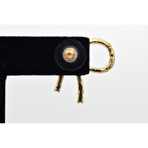 Vintage Crystal Bow Earrings Rhinestone Gold Tone Dangle Post Shiny NOS Y2K A22 - Picture 9 of 12